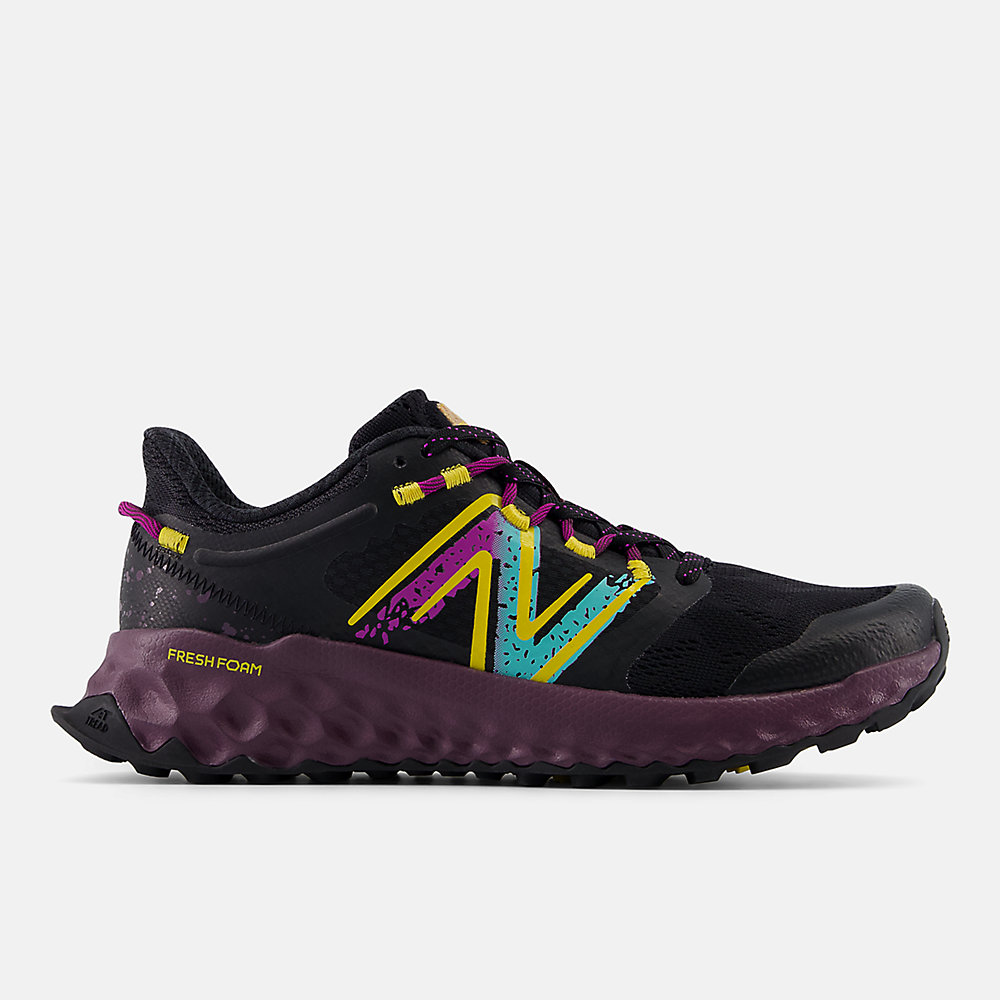 New Balance FRESH FOAM Garoé Shoes Black with Ginger Lemon and Fuchsia Purple